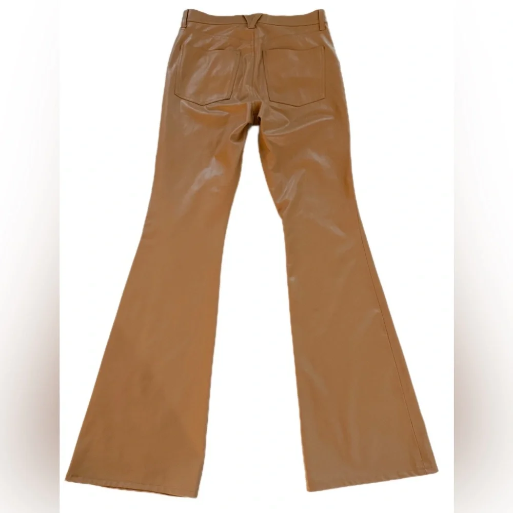 Veronica Beard Beverly Flared Faux Leather Jeans – brown camel – Size 6- NWT - Picture 6 of 14